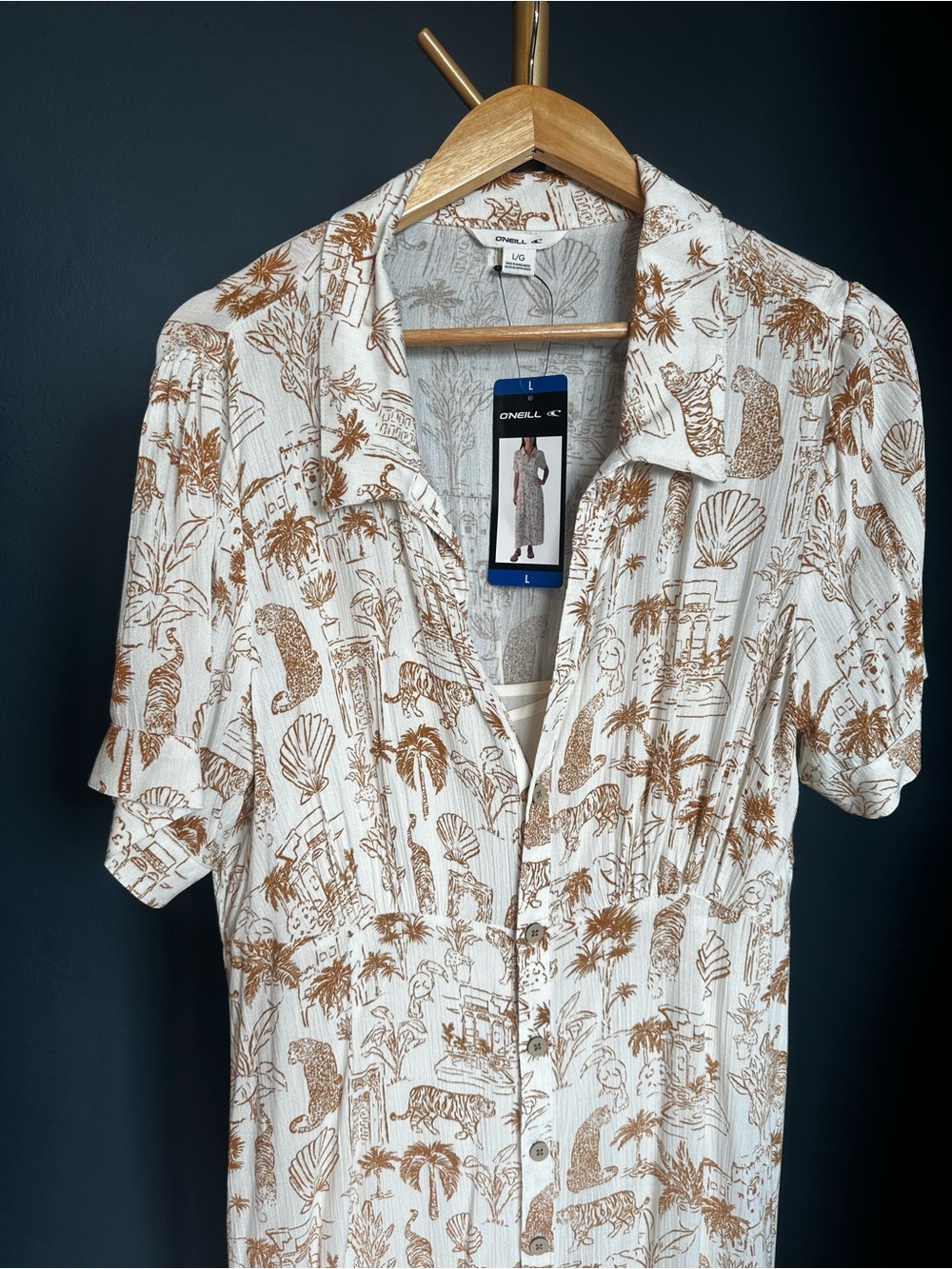 O'Neill White Maxi Summer Dress with Tan Floral Print - Picture 5 of 13